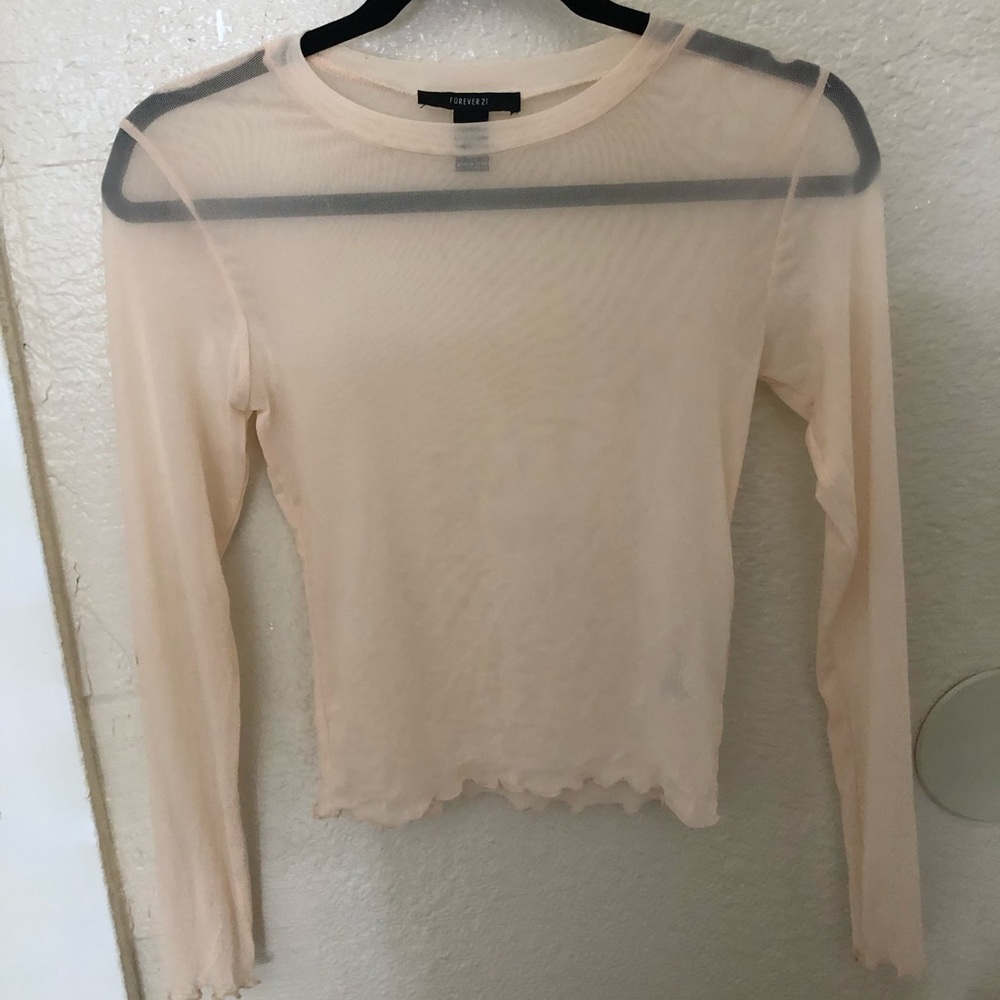 Forever21 transparent long sleeve crop Top.
